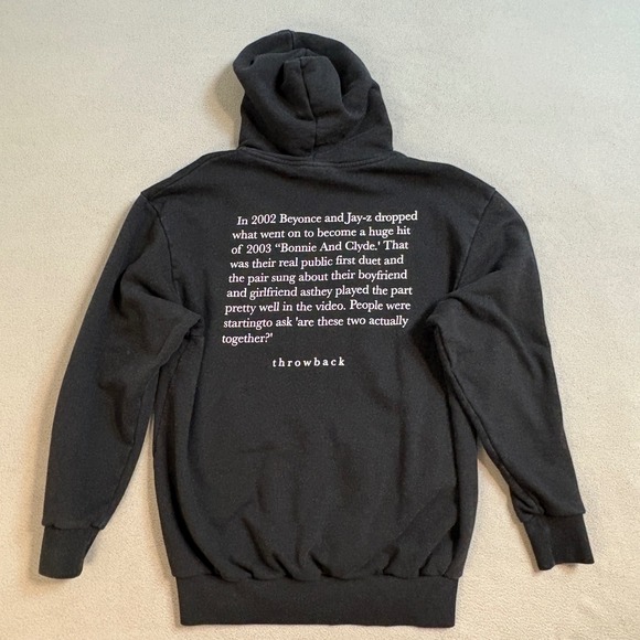 Throwback 2002 Beyonce Jay Z Bonnie and Clyde Graphic Black Hoodie Unisex small - Picture 4 of 9